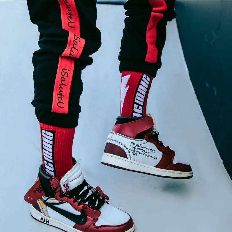 "DC MNIC" Chaussettes Montantes Streetwear Rouge - URB1™