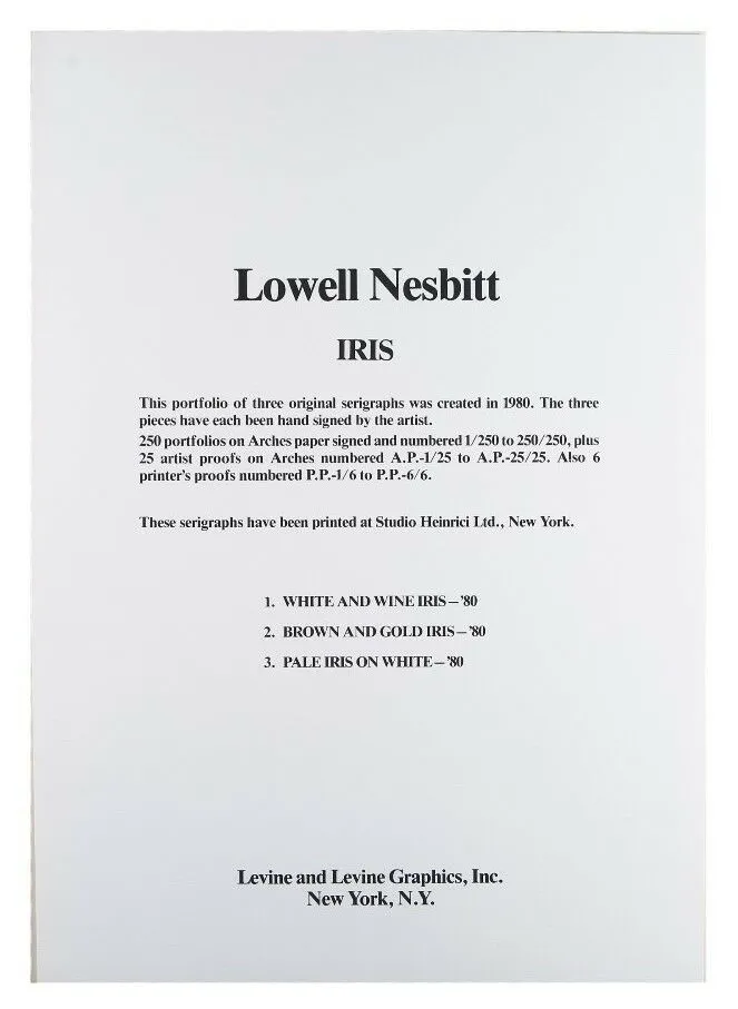 "Iris" by Lowell Blair Nesbitt Portfolio of 3 Signed Silkscreen LE of 250 w/ CoA