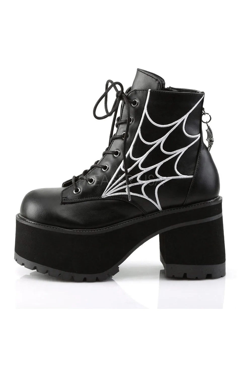 RANGER-105 Demonia Ankle Boot | Black Faux Leather