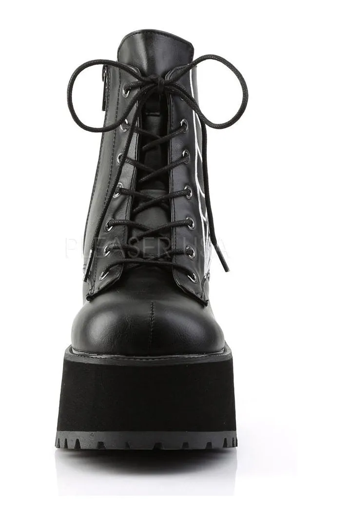 RANGER-105 Demonia Ankle Boot | Black Faux Leather