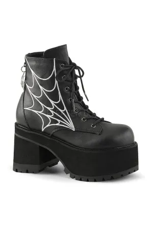 RANGER-105 Demonia Ankle Boot | Black Faux Leather
