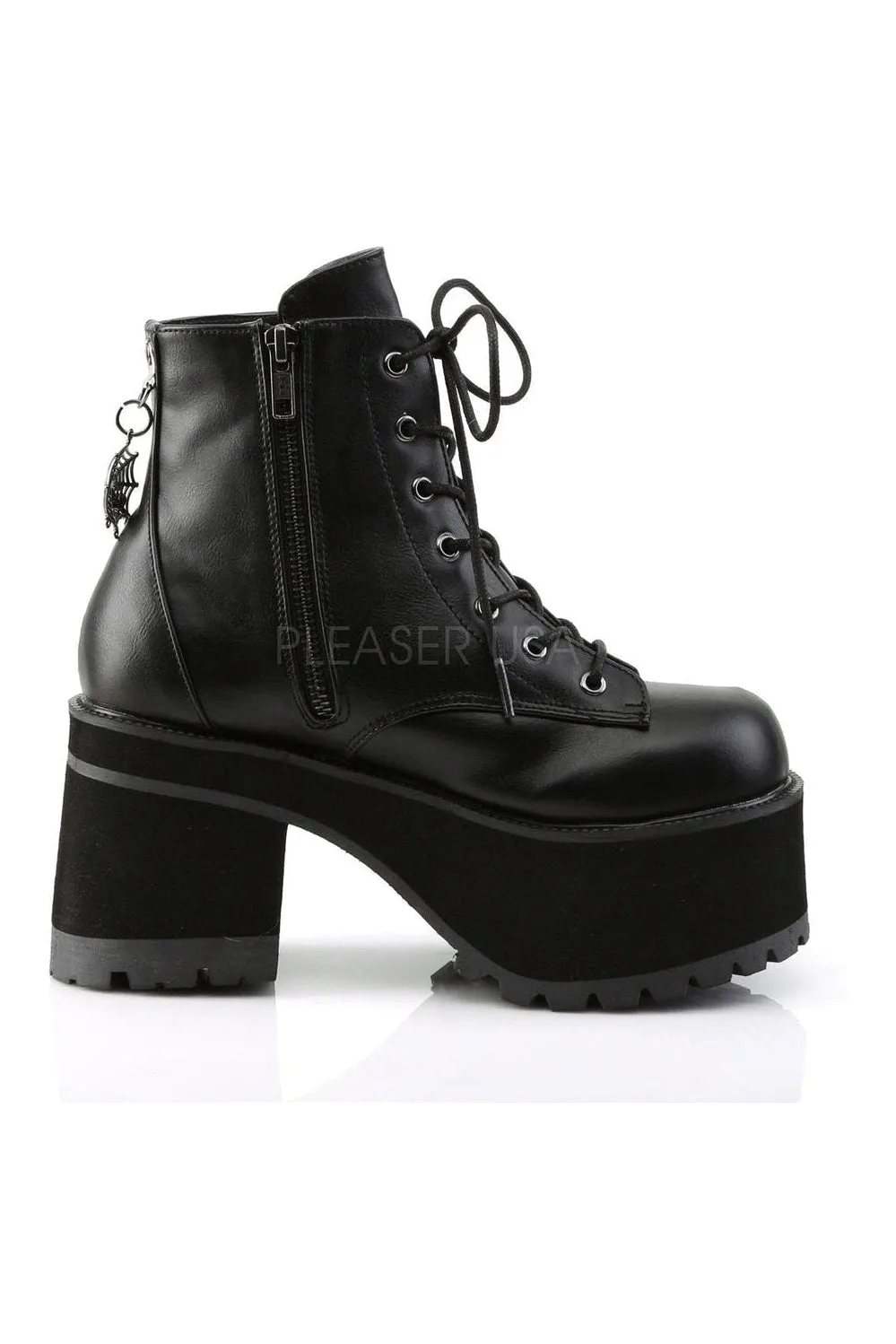 RANGER-105 Demonia Ankle Boot | Black Faux Leather