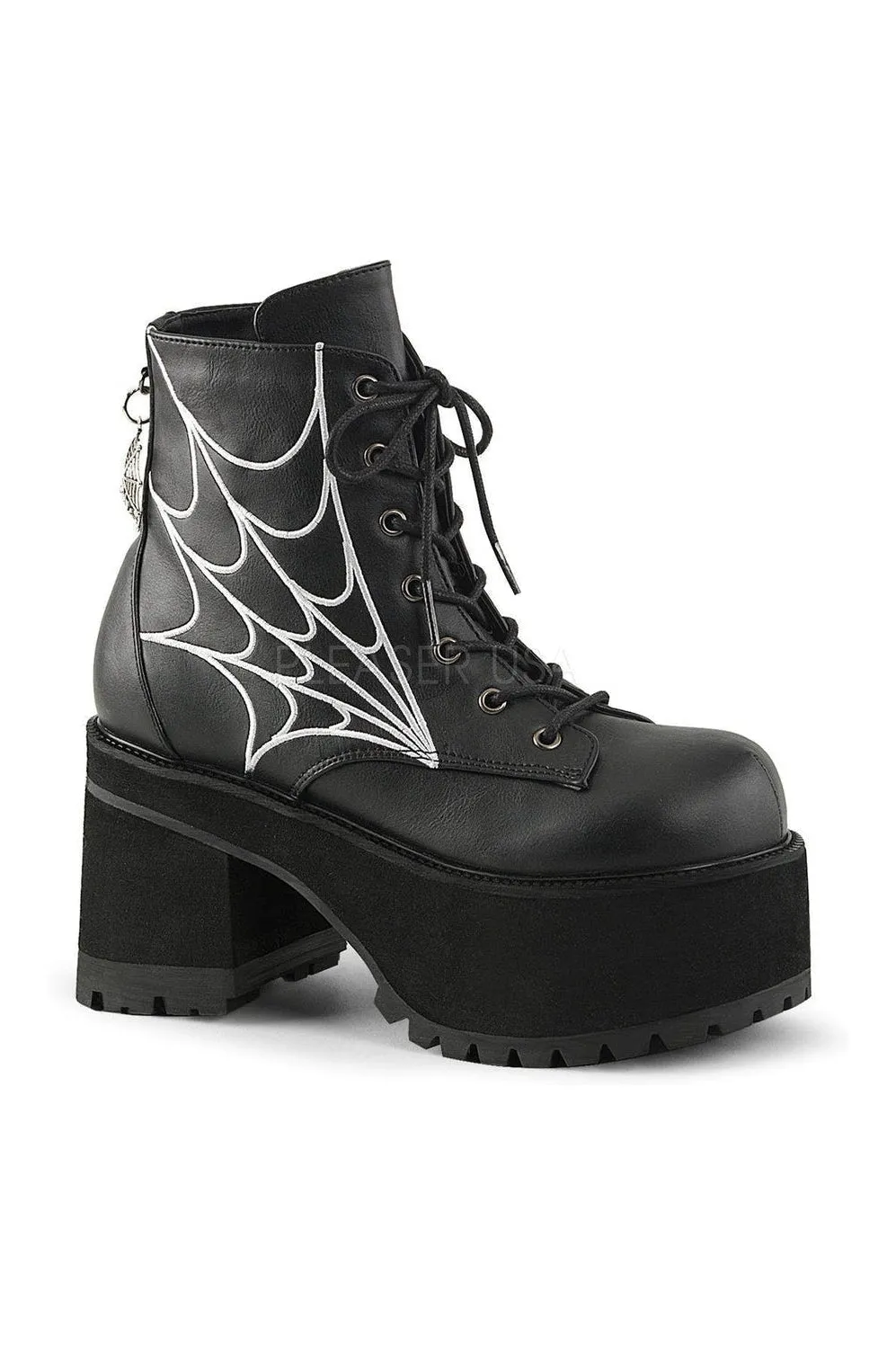 RANGER-105 Demonia Ankle Boot | Black Faux Leather