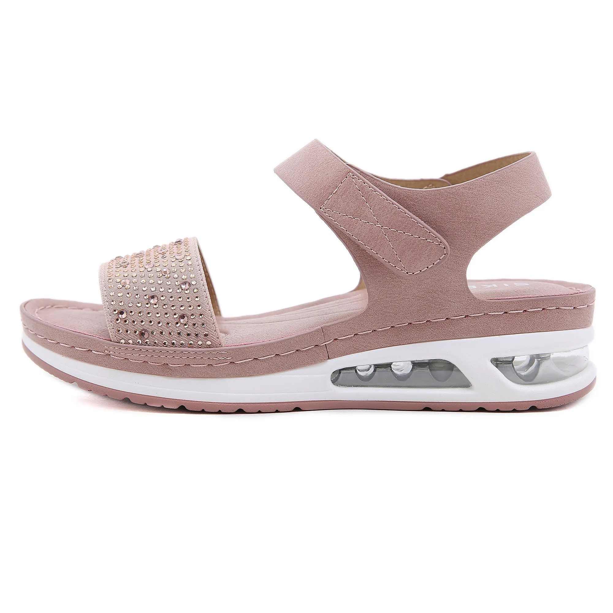 Rhinestone Strap Air Pad Sole Sandal - Pink