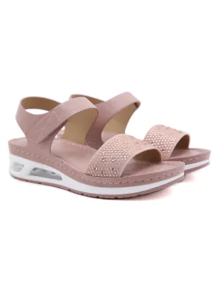 Rhinestone Strap Air Pad Sole Sandal - Pink