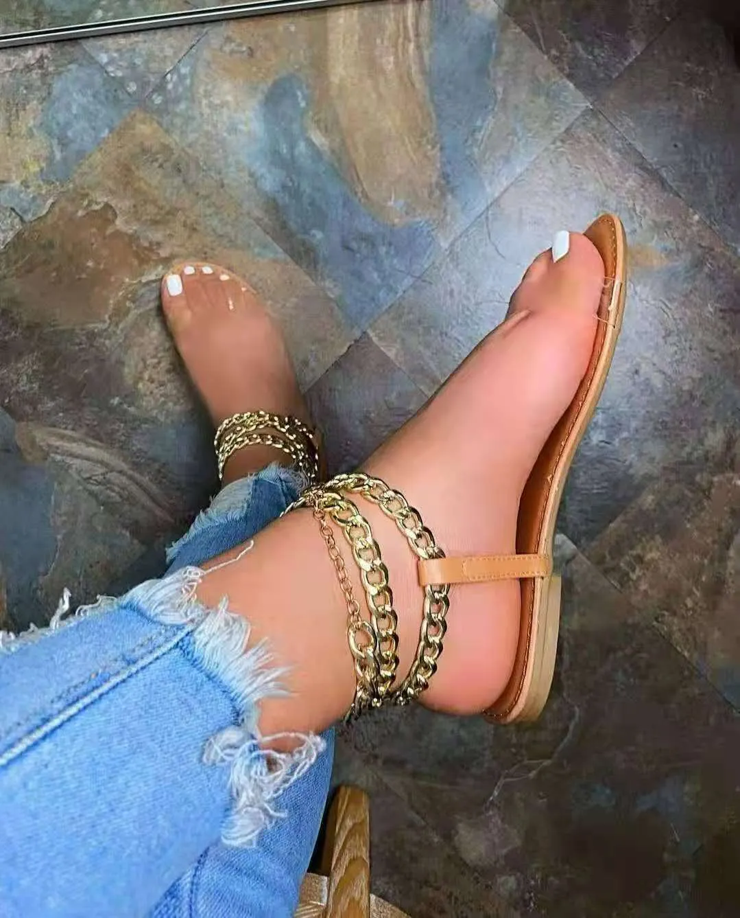 Sexy Transparent Cover Flat Female Beach Sandals