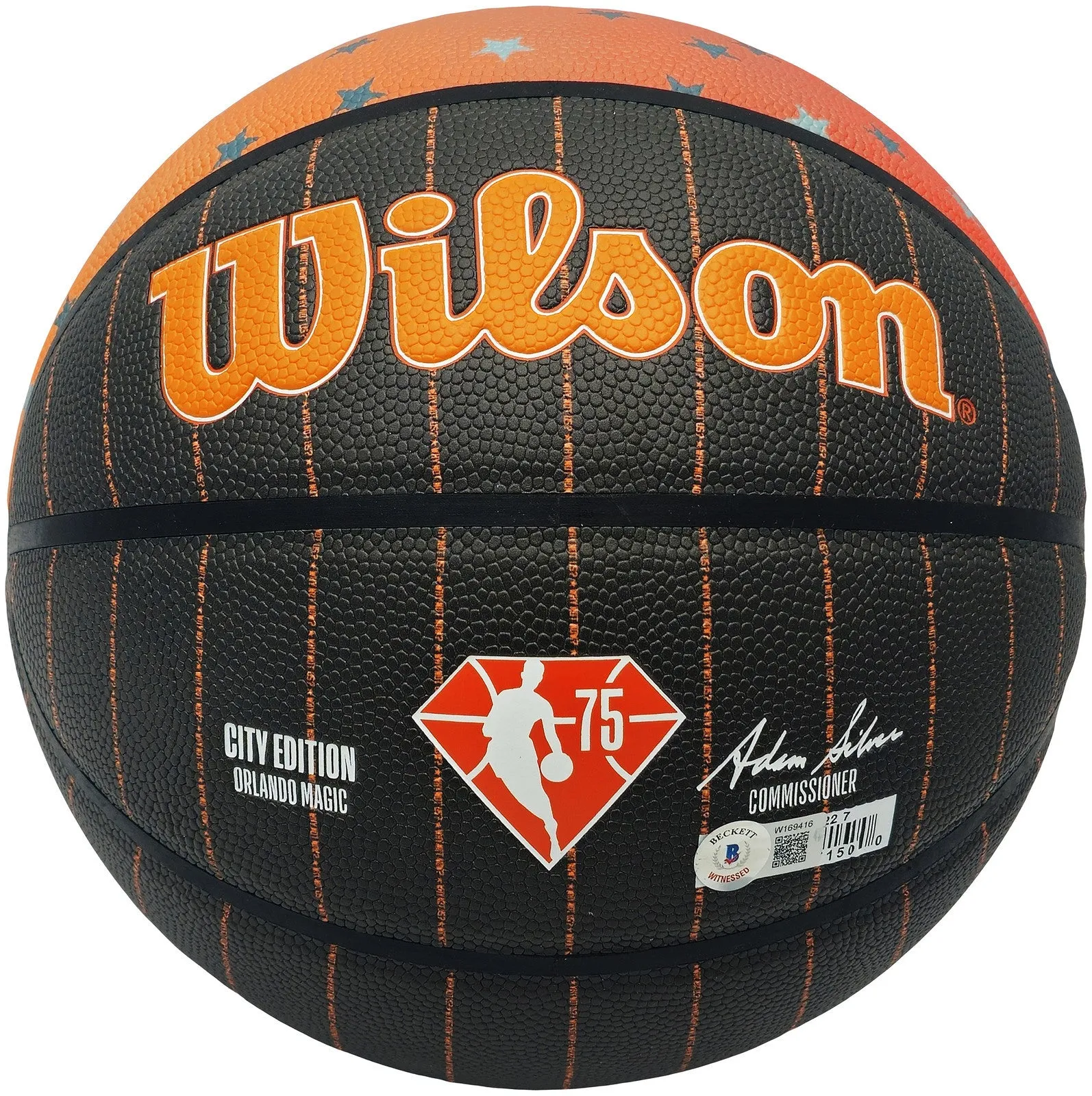 SHAQUILLE O'NEAL AUTOGRAPHED 75TH ANNIVERSARY BASKETBALL MAGIC BECKETT 235721