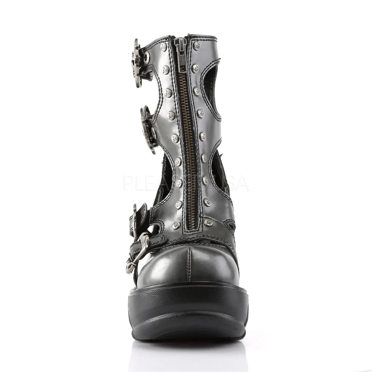 SINISTER-61  Dark Gray-Black Vegan Leather