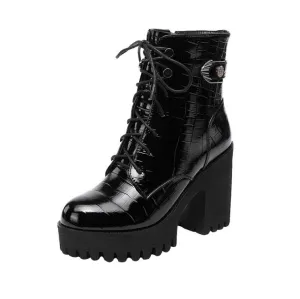 Small Wooden Heel Lace Up Boots DS296