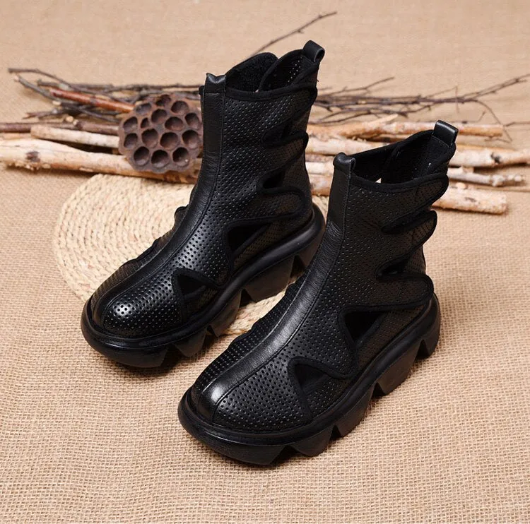 Square heel Women Ankle Boots Round Toe Shoes