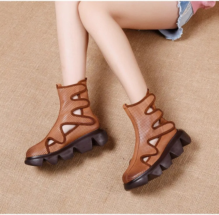 Square heel Women Ankle Boots Round Toe Shoes