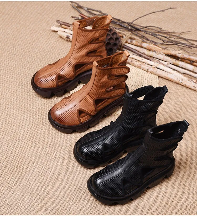 Square heel Women Ankle Boots Round Toe Shoes