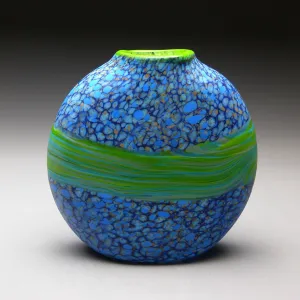 Strata Series in Blue Handblown Glass Vase by Thomas Spake Studios