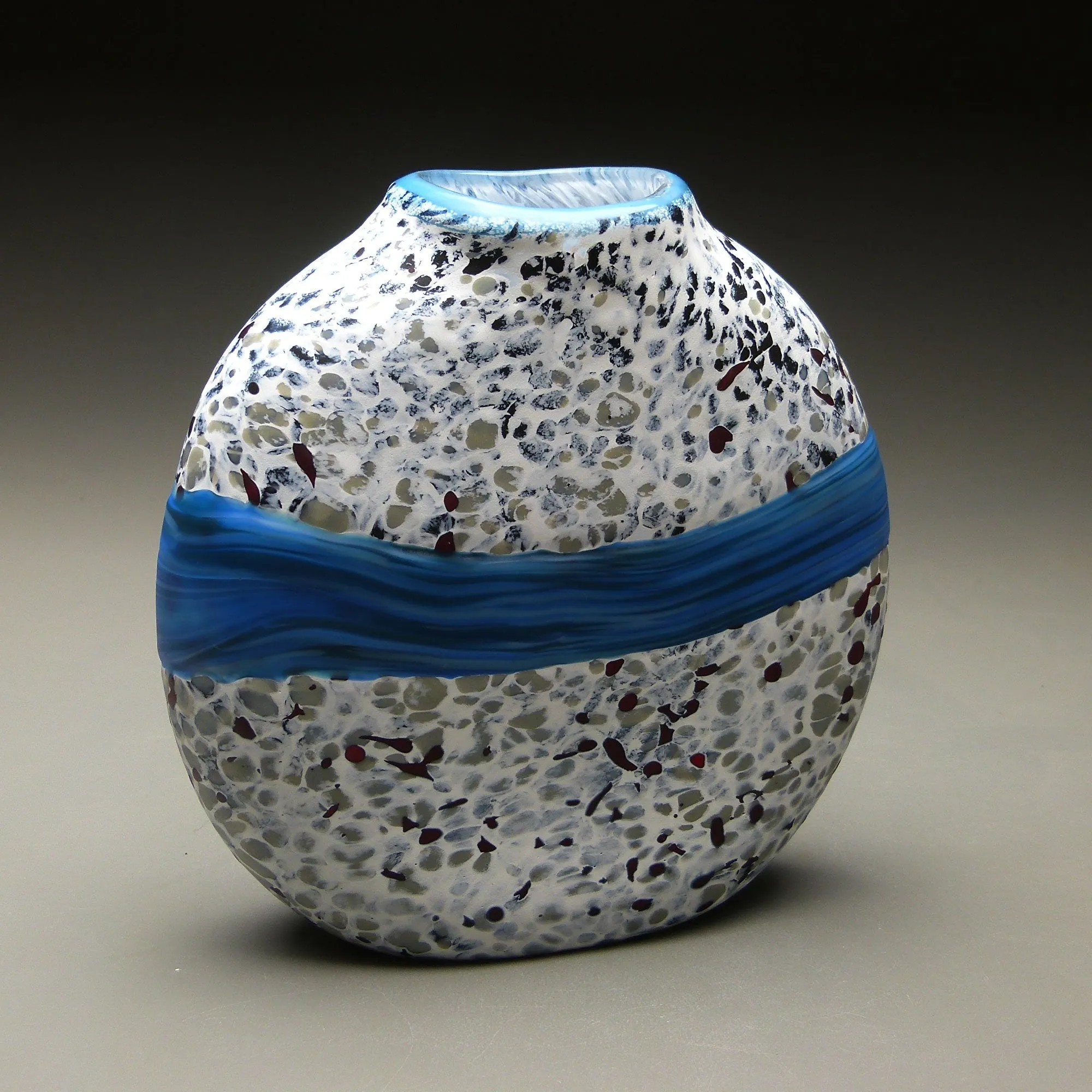 Strata Series in White Handblown Glass Vase by Thomas Spake Studios