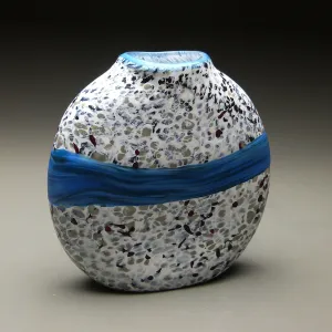 Strata Series in White Handblown Glass Vase by Thomas Spake Studios