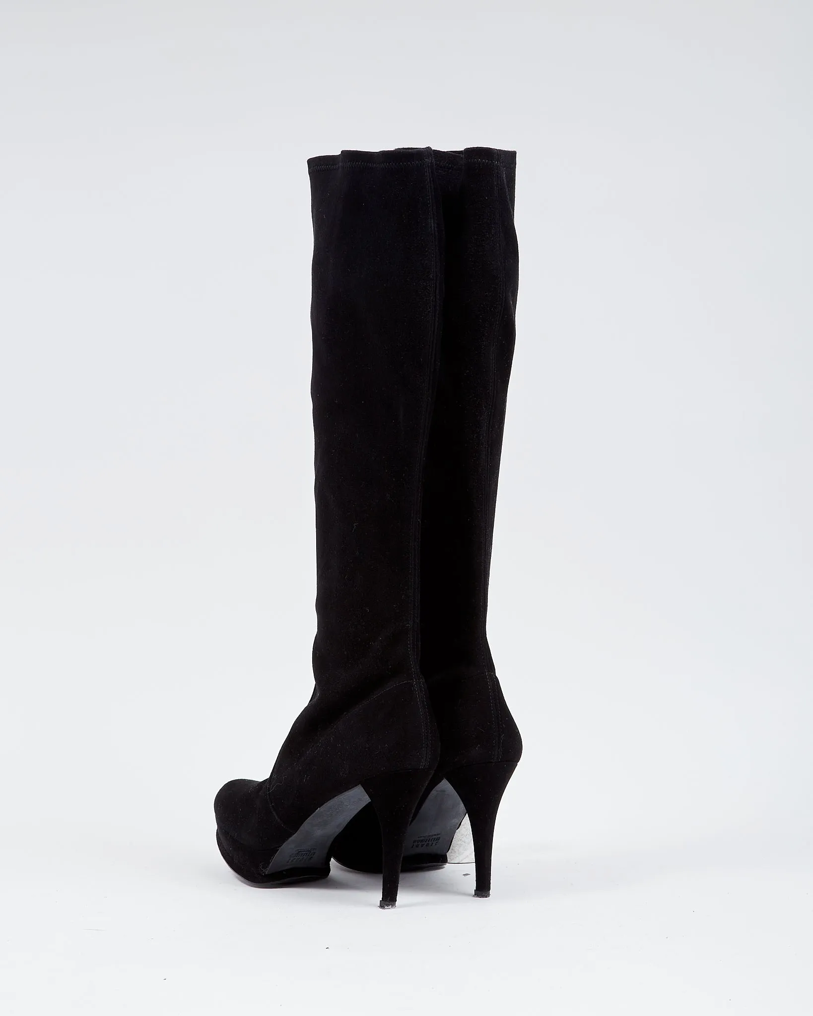 Stuart Weitzman Black Suede Platform Knee Length Boots - 39.5