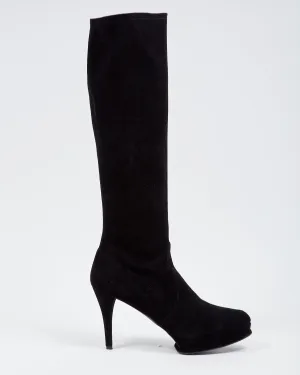 Stuart Weitzman Black Suede Platform Knee Length Boots - 39.5