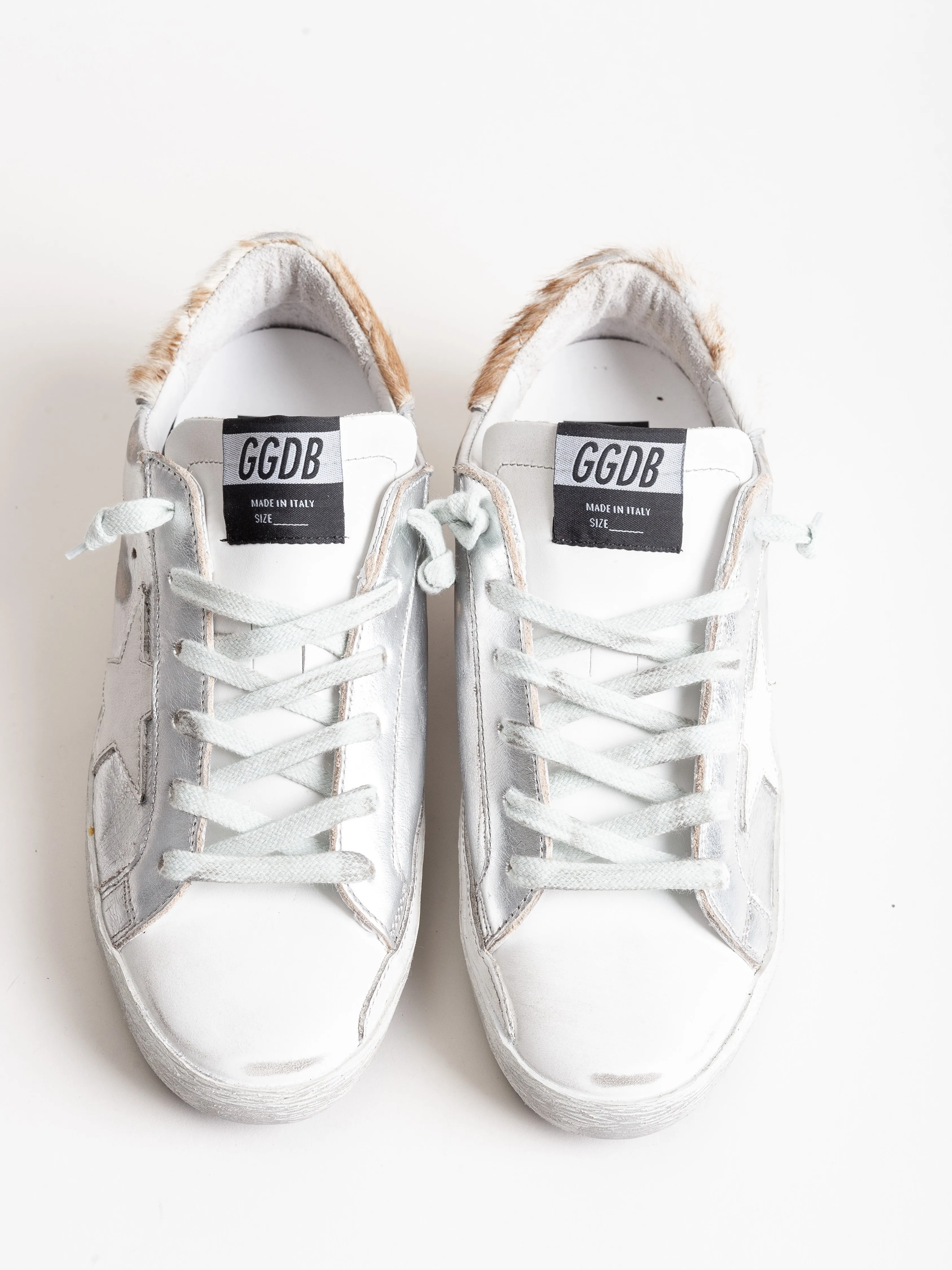 superstar sneaker - silver leather