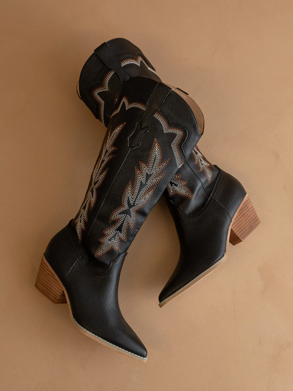 The Ainsley | Black Embroidered Cowboy Boot