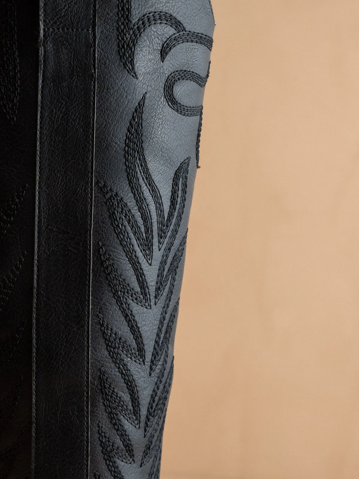 The Samara | Black Embroidered Tall Boot