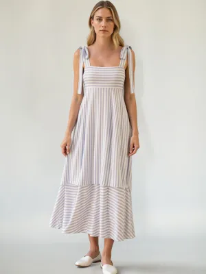 Tie Shoulder Stripe Maxi Sun Dress