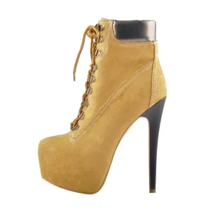 Top Quality Women's Spike Boot Shoes 16cm High Heel 3cm Platform Lace up Ankle boots Pumps Stiletto Shoes Plus Size 13