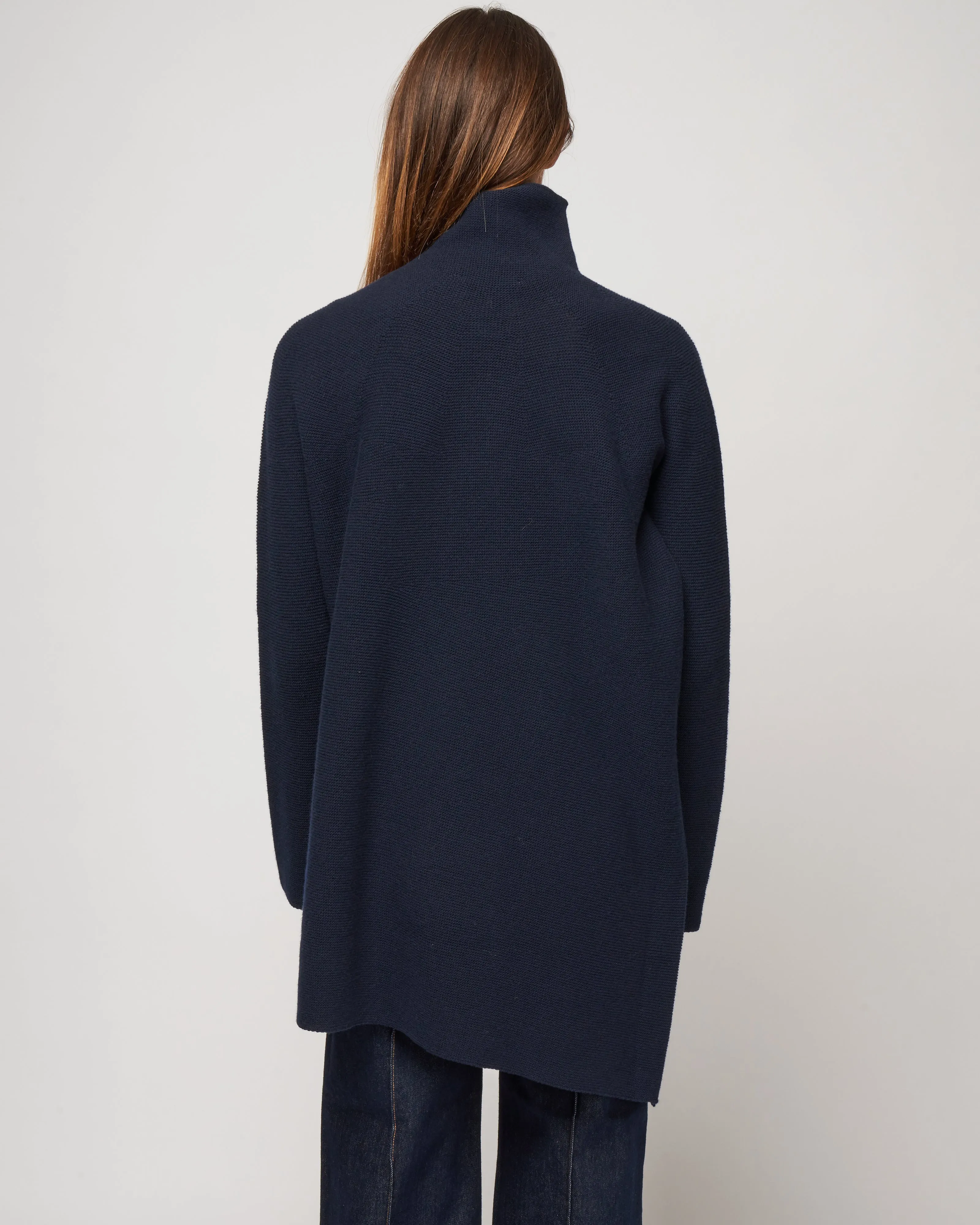 turtleneck long sweater - navy