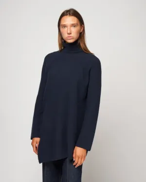turtleneck long sweater - navy