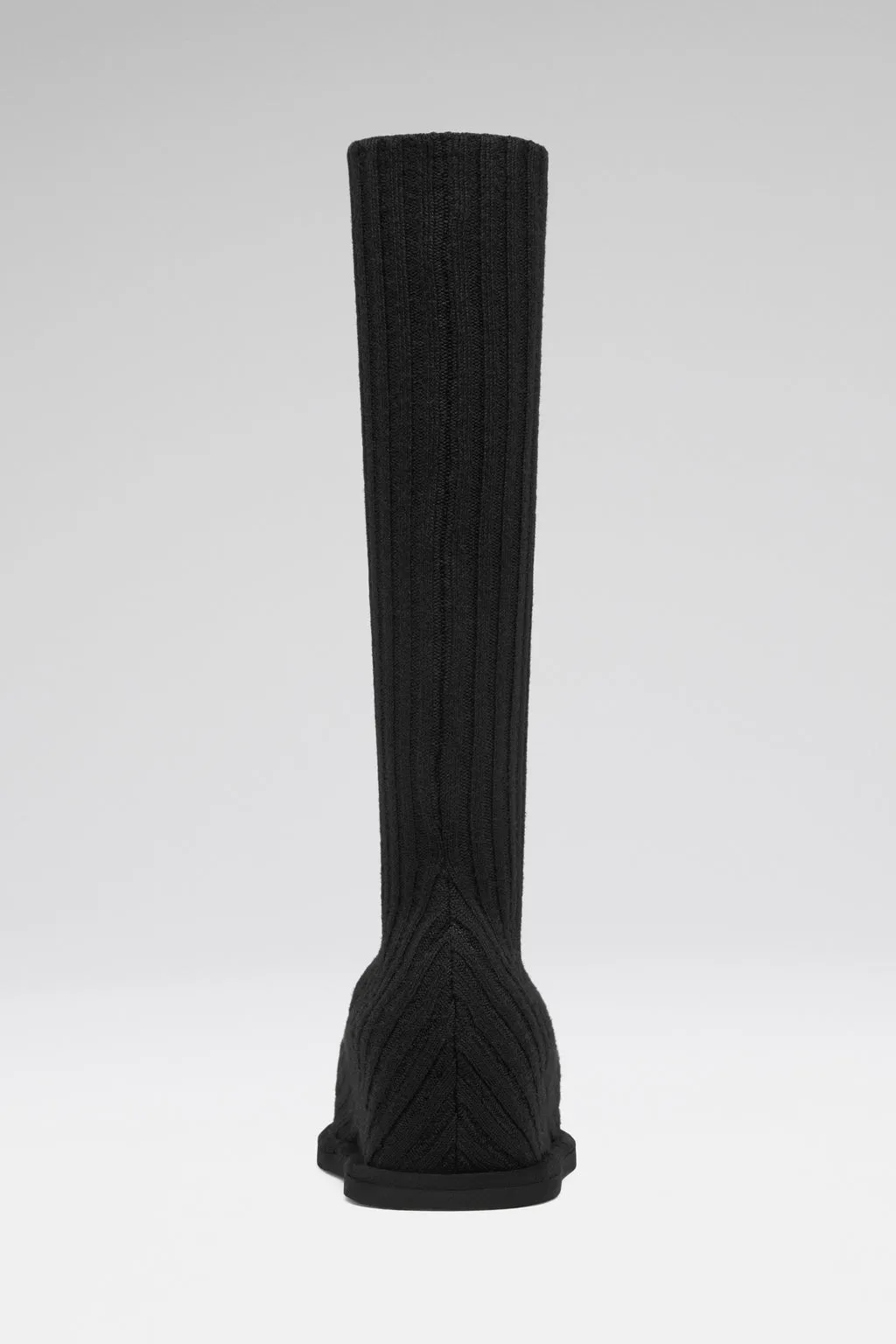 Veneda Stretch Boot Flatform Black Ribbed Knit
