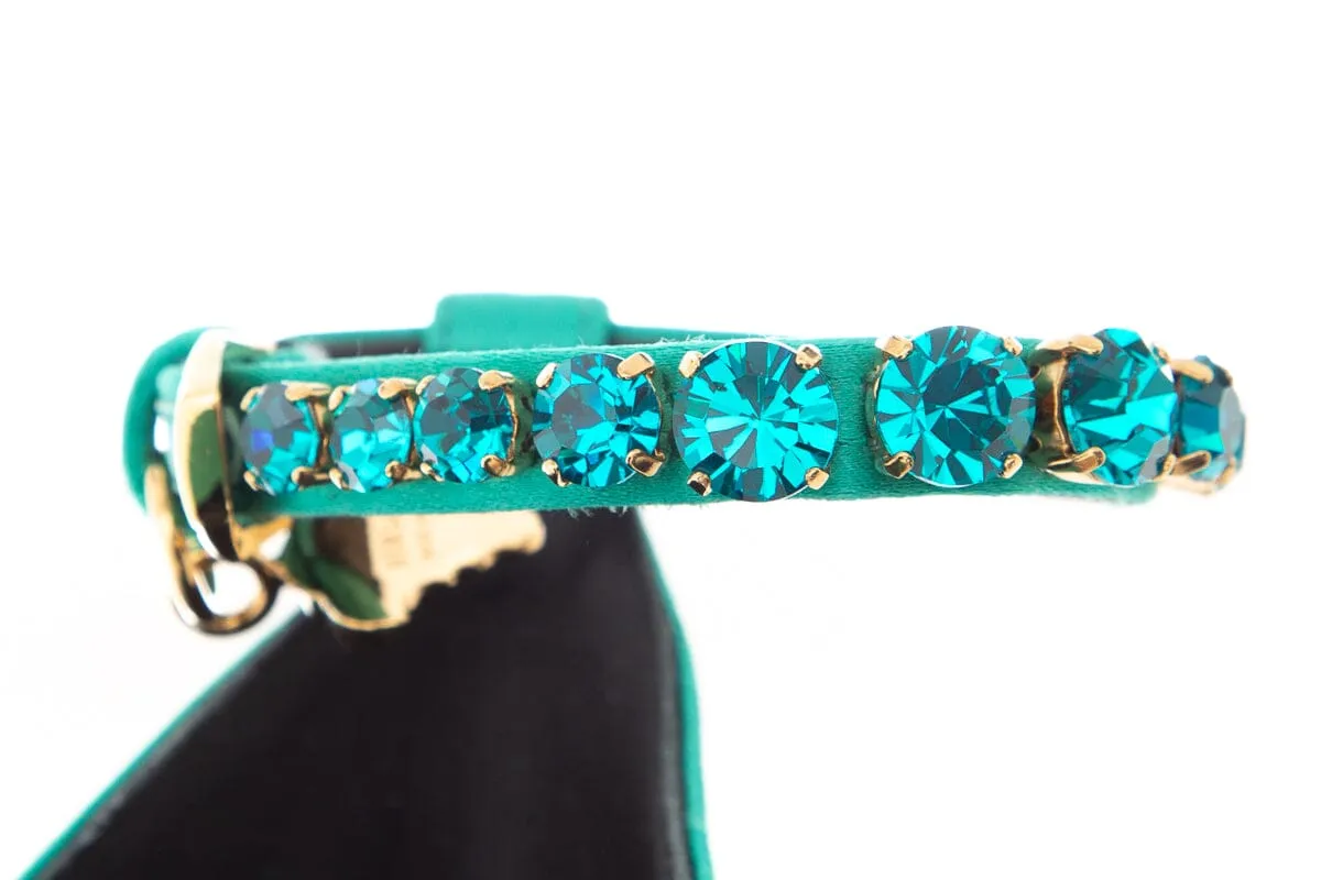 Versace Turquoise Satin Sandal Heel SZ 36.5