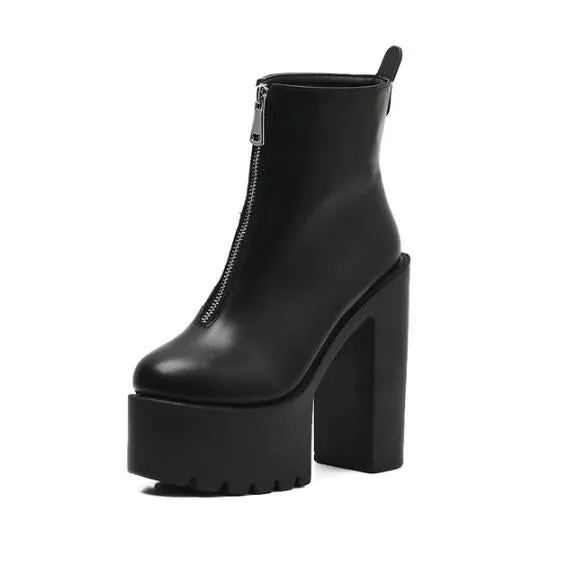 Waterproof Platform High Heel Martin Boots.