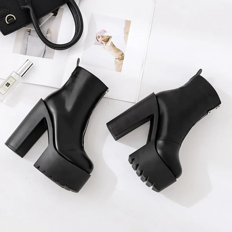 Waterproof Platform High Heel Martin Boots.