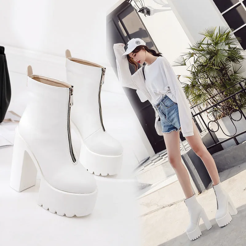 Waterproof Platform High Heel Martin Boots.