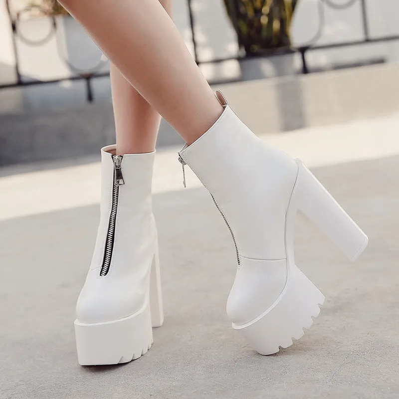 Waterproof Platform High Heel Martin Boots.