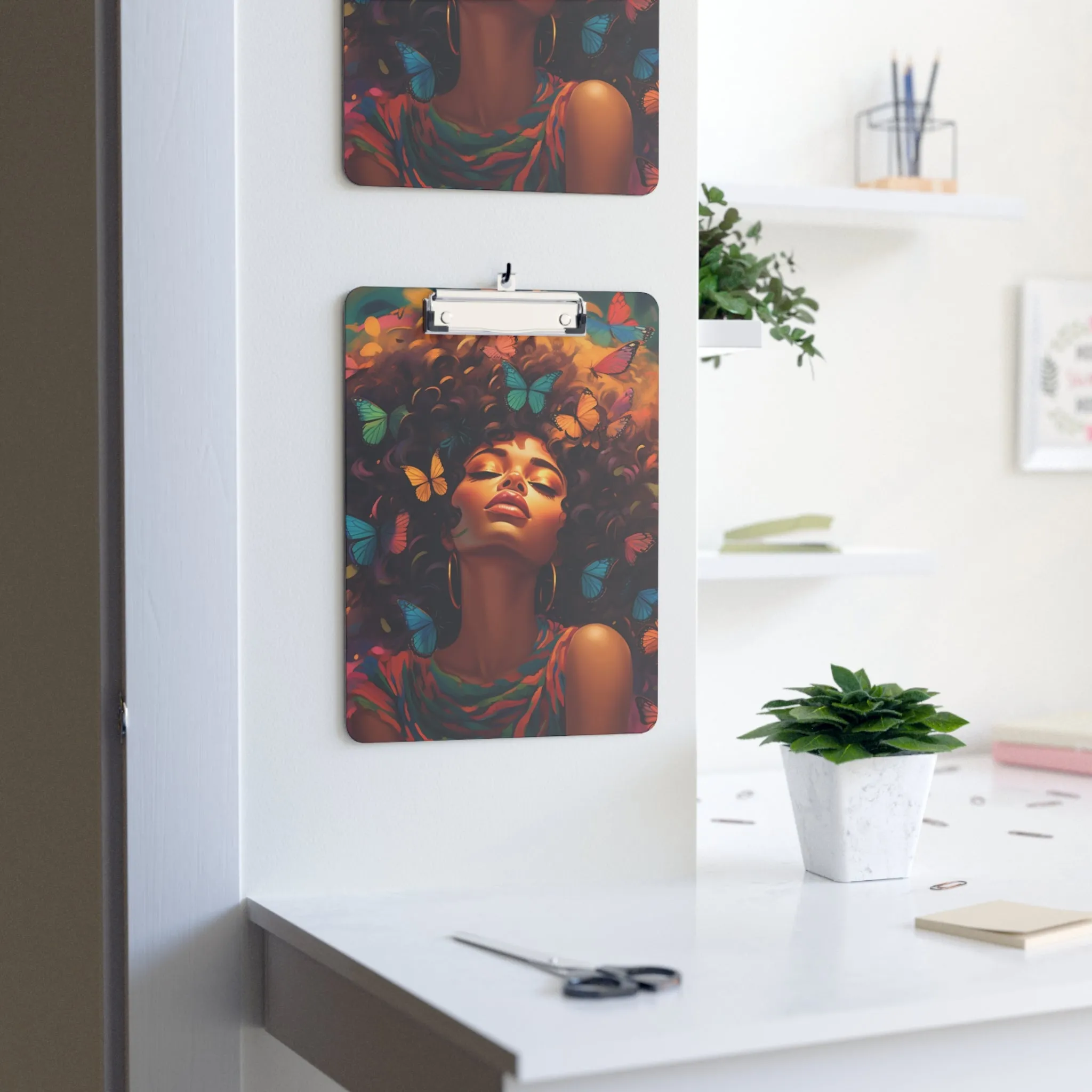 Whimsical Wings: The Butterfly Woman's Clipboard