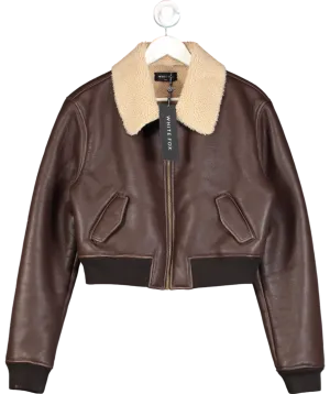 White Fox Brown For The People Pu Bomber Jacket Chocolate UK M/L