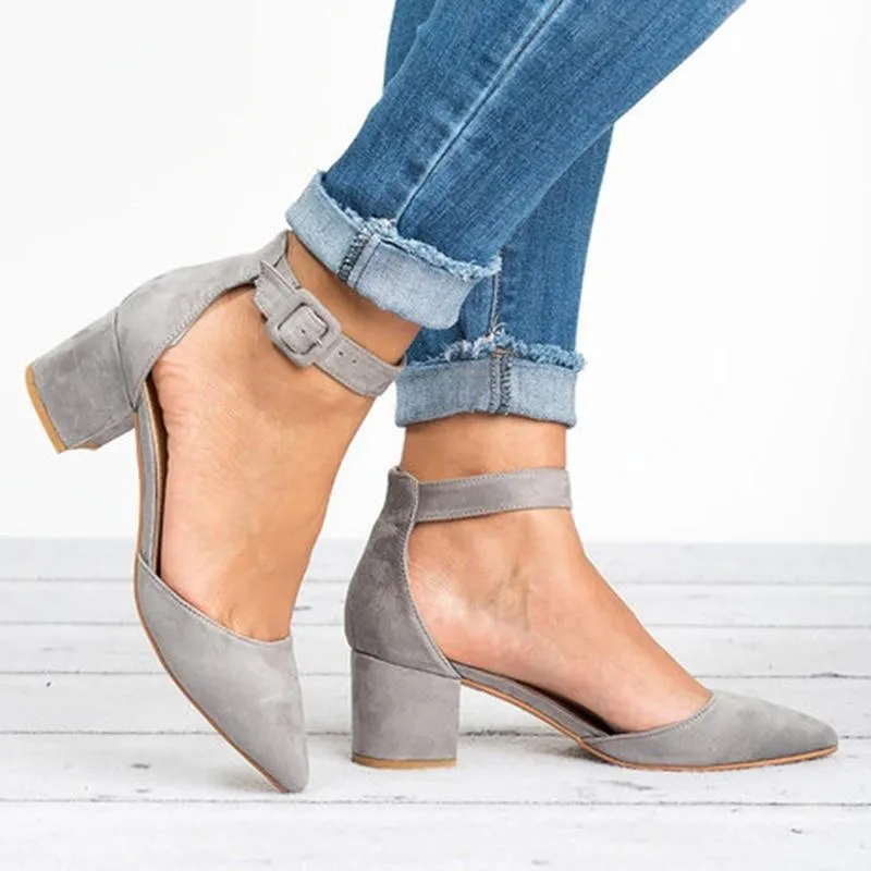Women Ankle Strap  Shoes Female Plus Size 43 Block Heels Women Shoes