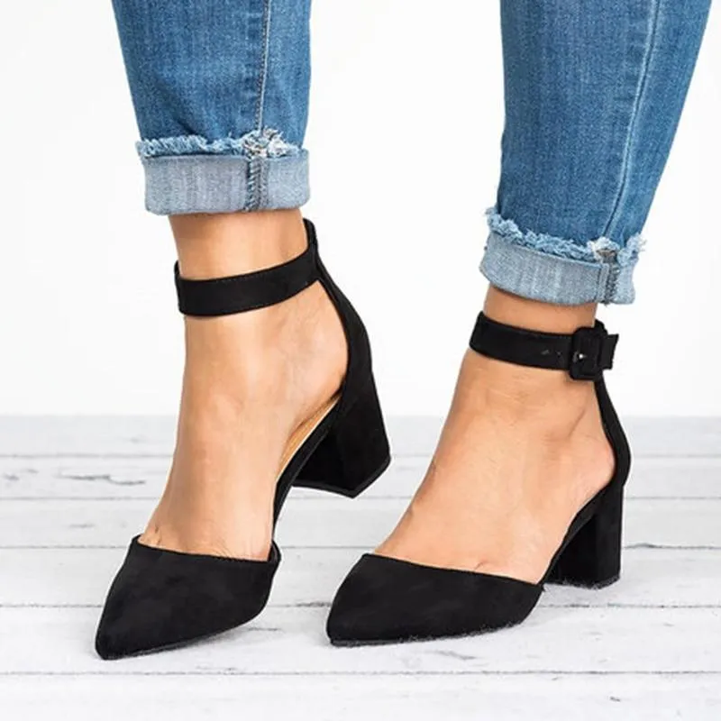 Women Ankle Strap  Shoes Female Plus Size 43 Block Heels Women Shoes