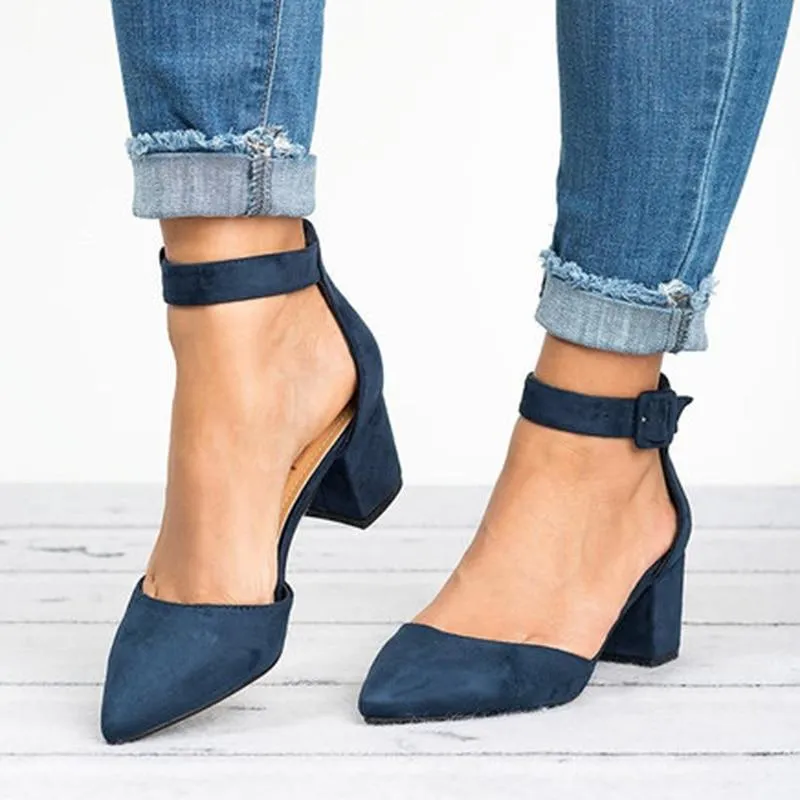 Women Ankle Strap  Shoes Female Plus Size 43 Block Heels Women Shoes