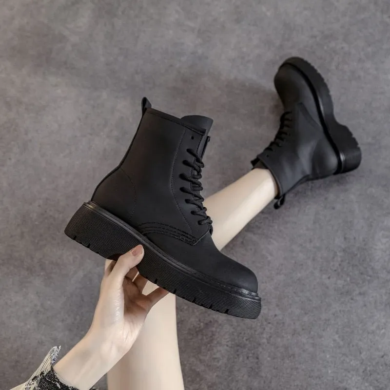 Women Platform Height Increasing Biker Boots