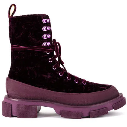 Women Thick Heel Creepers Riding Boots Lace Up