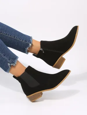 Zip Side Chelsea Boots - Black