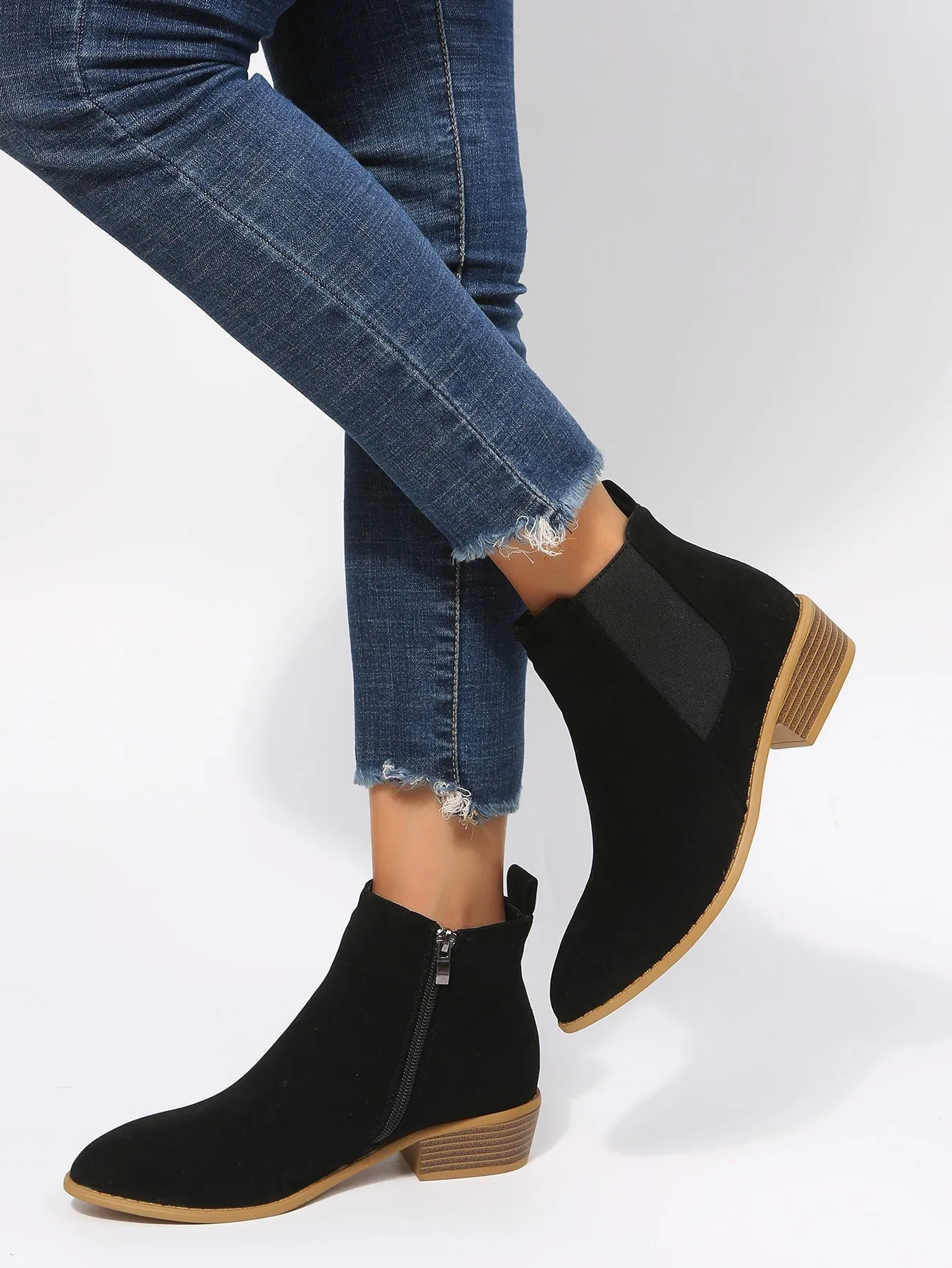 Zip Side Chelsea Boots - Black